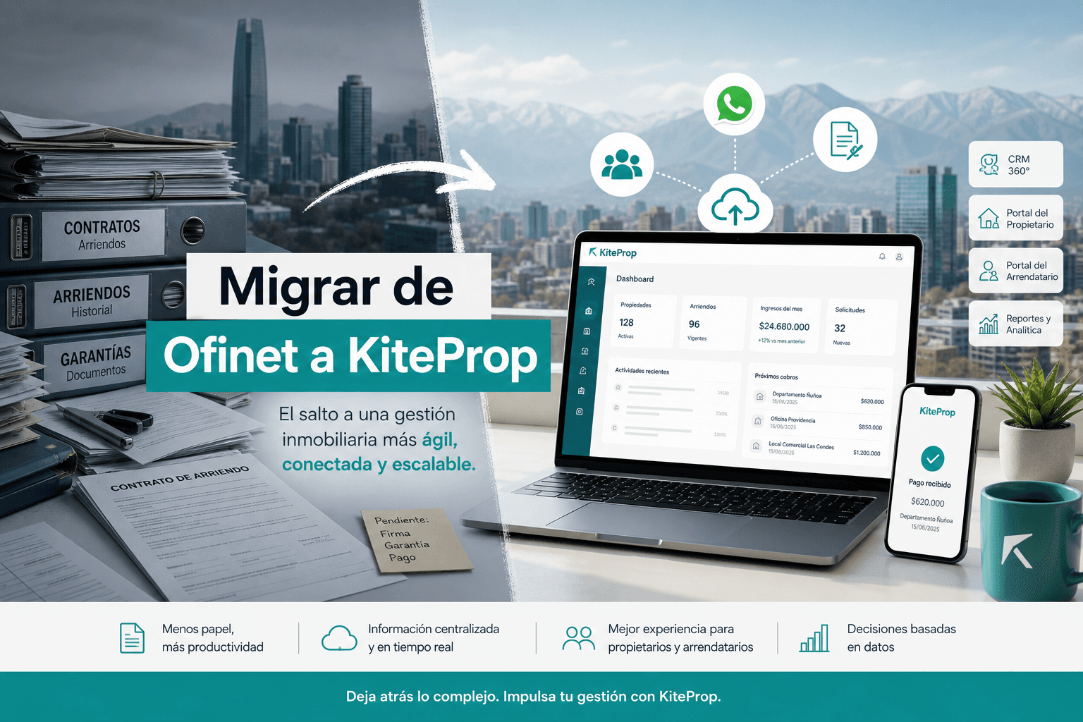 Migrar de Ofinet a KiteProp: guía para corredoras con arriendos en Chile